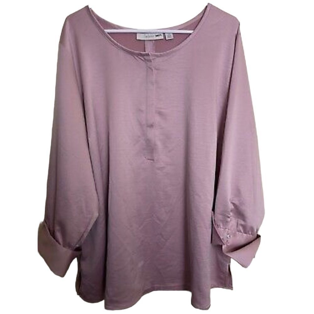 Sejour Pale Pink Zephyr Long Sleeve Blouse Size 1X NEW